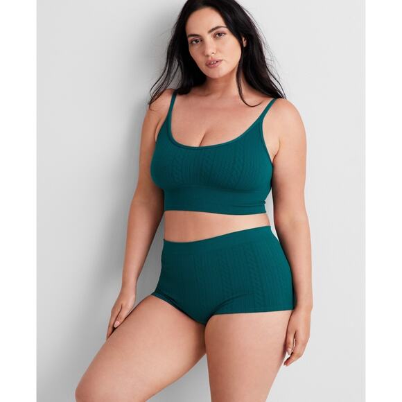 State of Day Women's Seamless Cable-Knit Bralette Green Size XXL 0906 - Picture 1 of 3